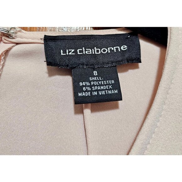 Liz Claiborne Womens Pink Short-Sleeve V-Neck Belted A-Line Dress Size 8 - Picture 5 of 14